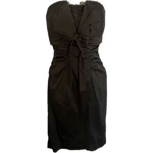 Y2K Vintage Cache Prom Dress with Bow and Ruching Size 4